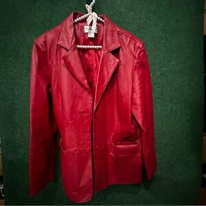 Chadwicks Vibrant Red Leather Blazer